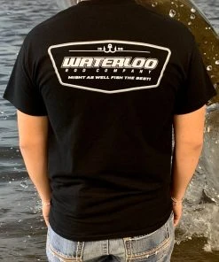 Viatran Inc Apparel Waterloo Black Short Sleeve Cotton T-Shirt - Badge Logo