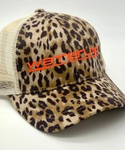 Waterloo Rods Women's Leopard Baseball Ponytail Cap- Orange Performance Logo Caps