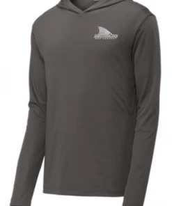 Viatran Inc Waterloo Charcoal Hooded Long Sleeve Performance Shirt - Carbon Fiber Tails Up Logo Apparel