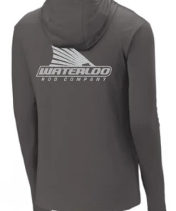 Viatran Inc Waterloo Charcoal Hooded Long Sleeve Performance Shirt - Carbon Fiber Tails Up Logo Apparel