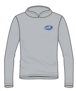 Viatran Inc Apparel Custom Corky Silver Hooded Long Sleeve Performance Shirt