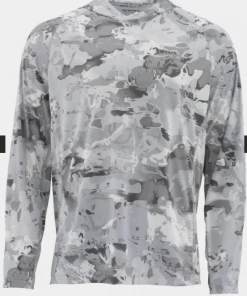 Apparel Simms Men's SolarFlex Hoody - Cloud Camo Grey