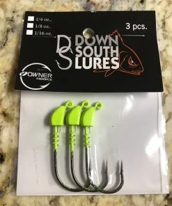 Down South Lures Jigheads 1/8 Oz. 3/0 Chartreuse