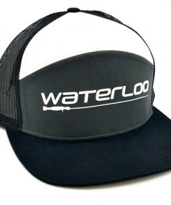 GOTSTUFF,INC Caps Waterloo Charcoal, White, And Black Flat Bill Cap - White Performance Logo