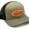 Richardson Caps Waterloo Army Green And Black Cap - Redfish Leather Patch
