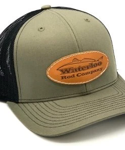 Richardson Caps Waterloo Army Green And Black Cap - Redfish Leather Patch